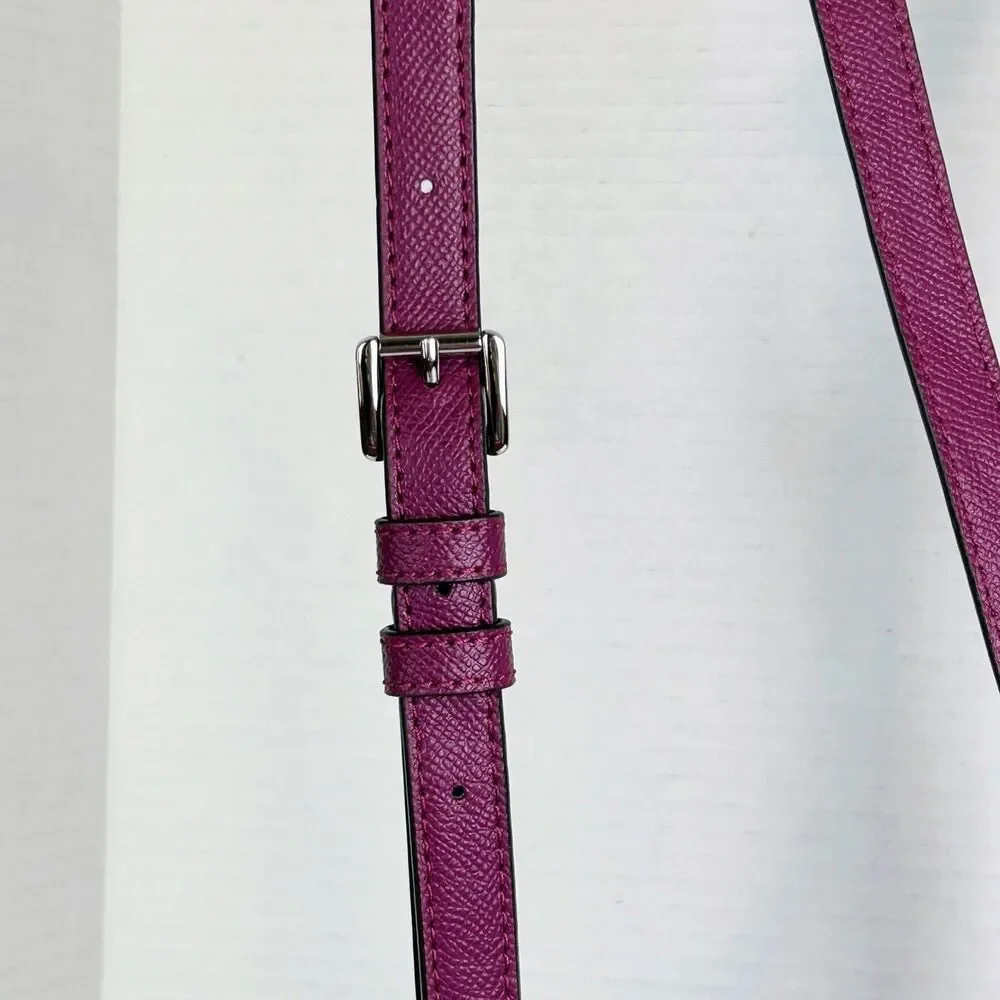 Michael Kors Houston Double Zip Crossgrain Leather Satchel Crossbody Bag Garnet